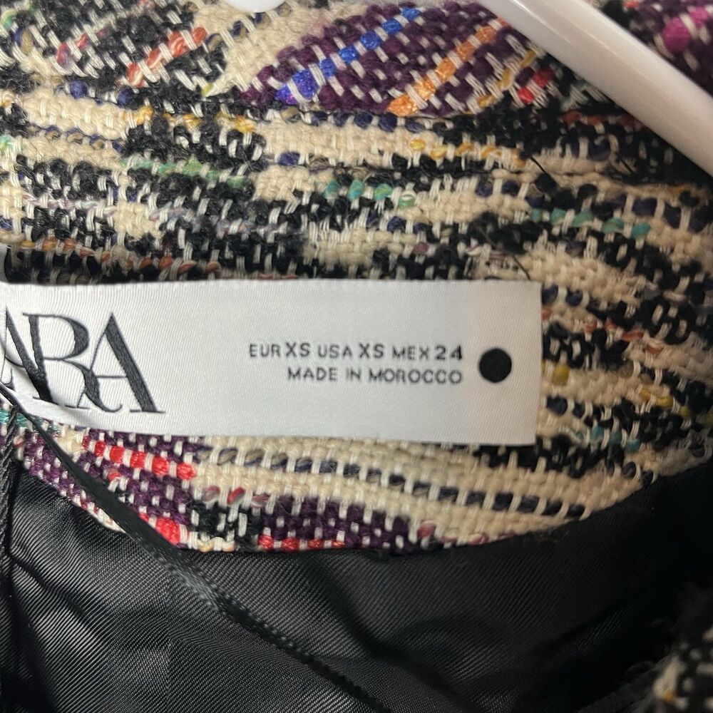 NWT Zara Jacquard Jacket Cardigan Wool / Cotton Blend in Multicolor XS Boho - Picture 5 of 9
